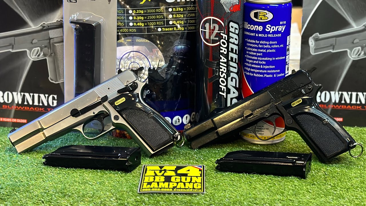 Browning Hipower MK3  ทดสอบปืนบีบีกันอัดแก๊สจากค่าย WE ไต้หวัน มาใหม่ล่าสุด มี2สีครับ สีดำ&สีเงินเงา