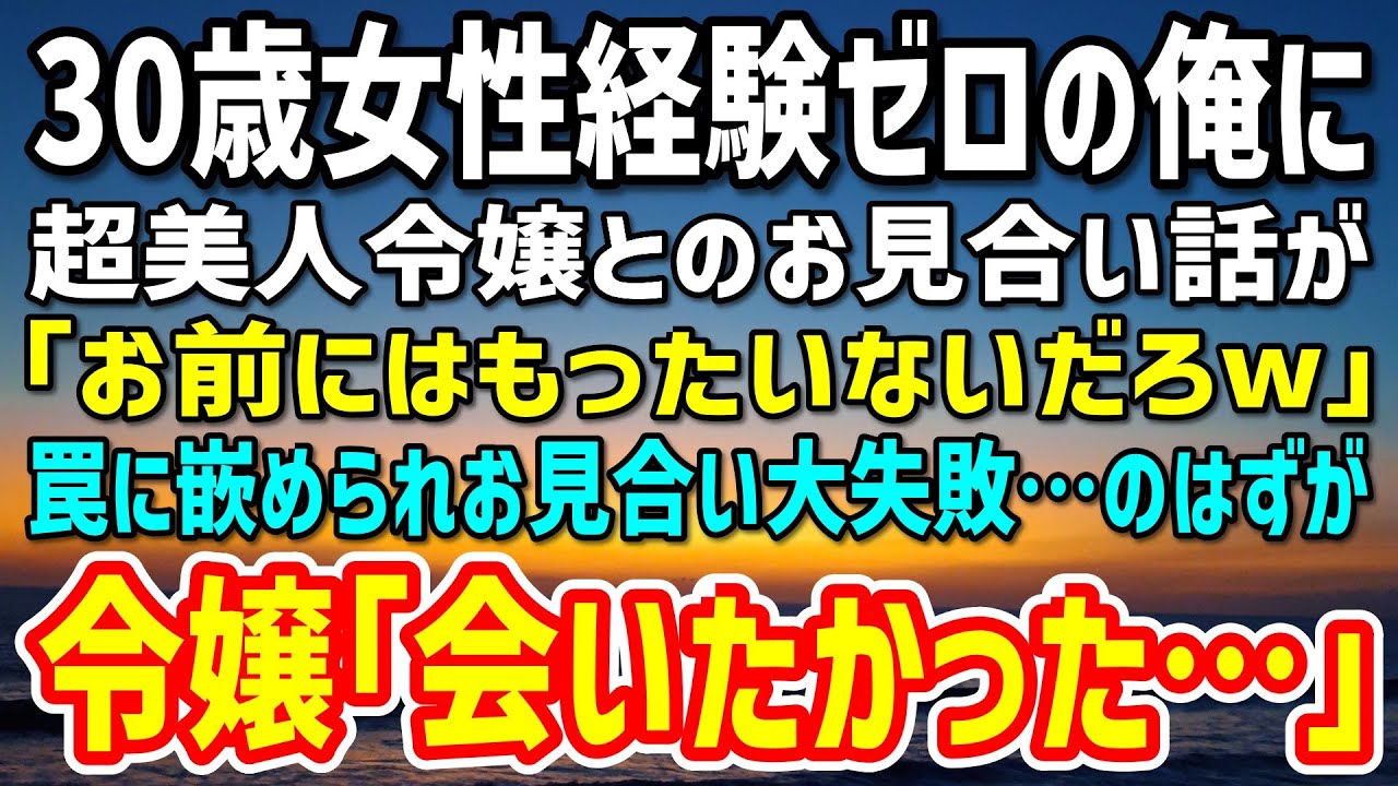 【感動する話】30歳で女性経験ゼロの俺に超美人令嬢とお見合いの話が。上司「お前にはもったいないw」罠に嵌められお見合いは大失敗のはずが…超美人令嬢「会いたかった」「え？」【いい話】