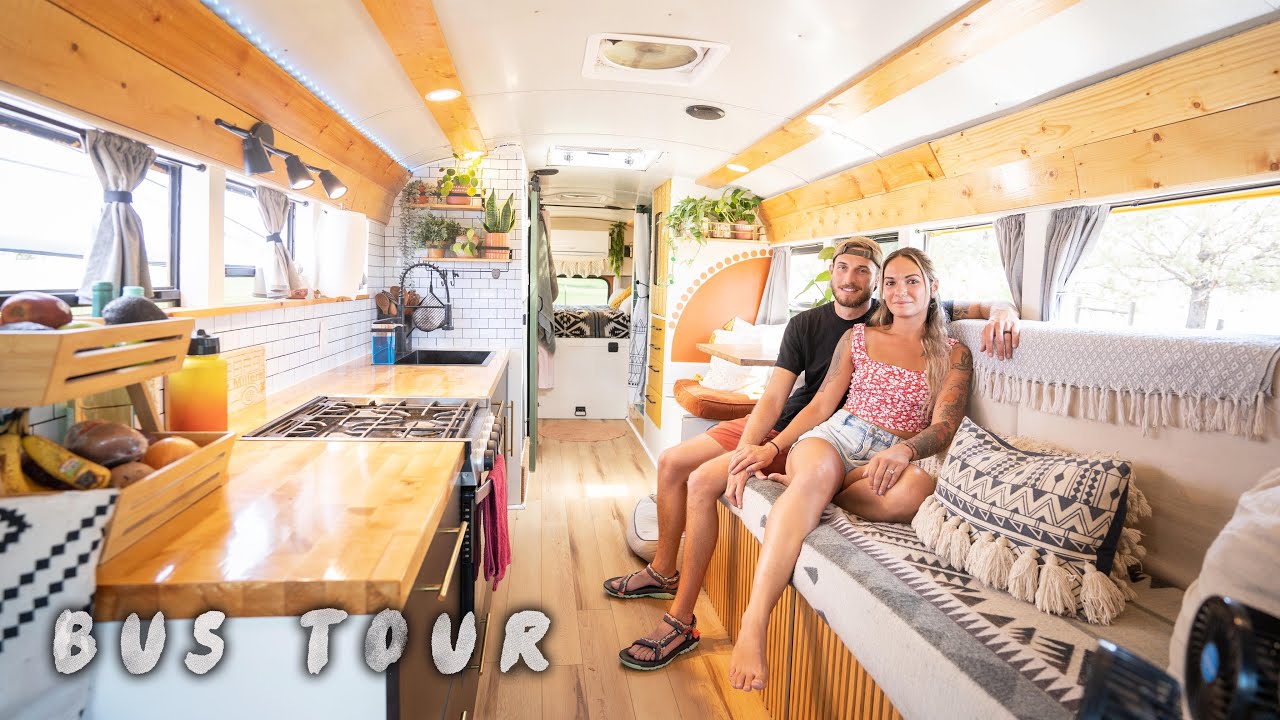 Mid Size School Bus Turned Into Boho Themed Tiny Home