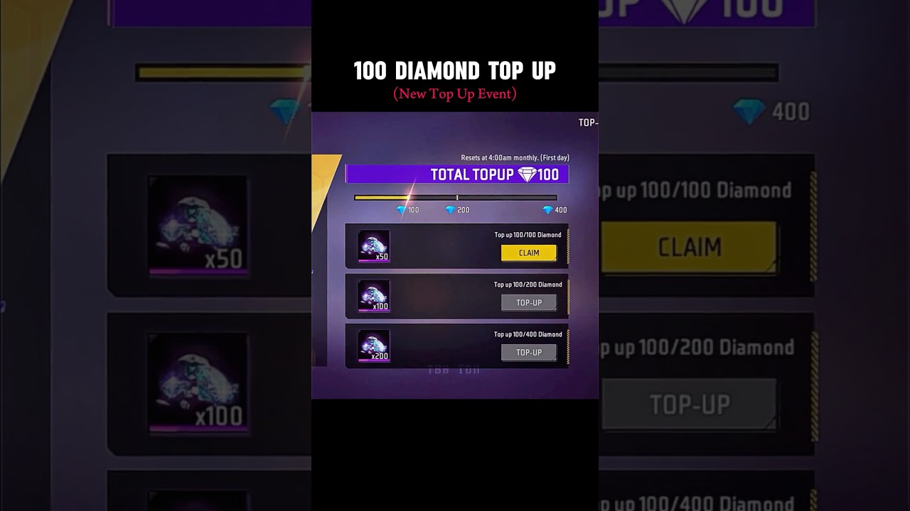 100 Diamond Top Up Repeat💥 Claim Free 100 Diamonds 🔥#shorts#freefire