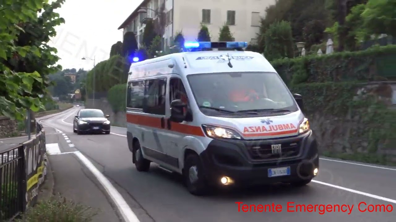 Passaggio ambulanza Croce Bianca Besana Brianza in sirena