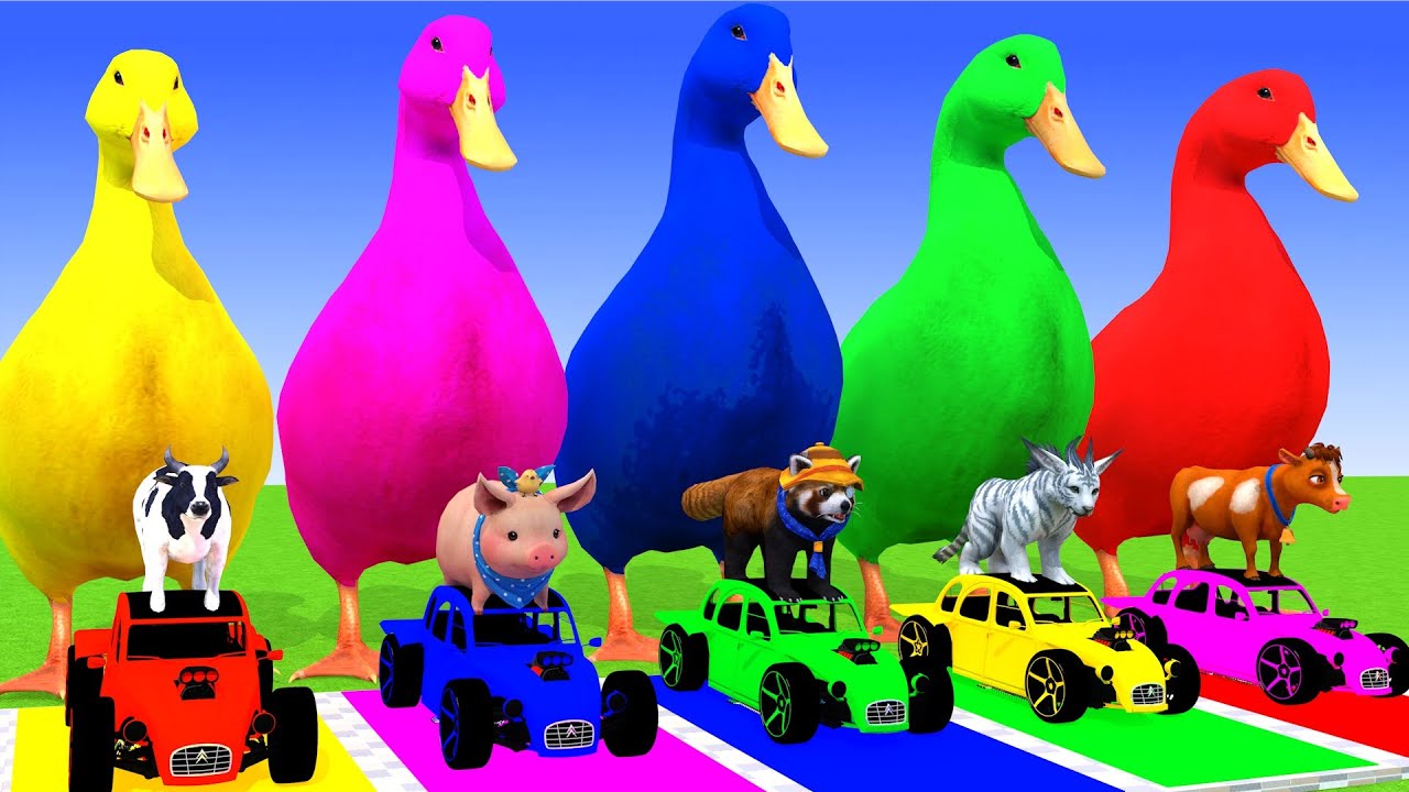 Long Slide Game With Elephant Gorilla Buffalo Hippopotamus Tiger 3d Animal Game Funny 3d Animals