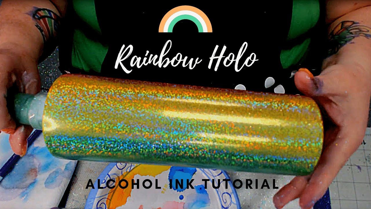Rainbow Holo Painted Alcohol Ink Tumbler Tutorial | Mr. Nola's Glitter