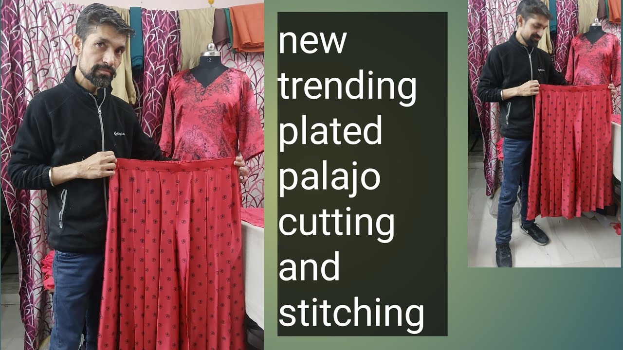 Plated palajo with kurti cutting and stitching  ##boutique #video 