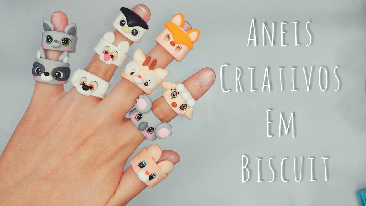 Anéis fofos em biscuit - Passo a Passo - DIY
