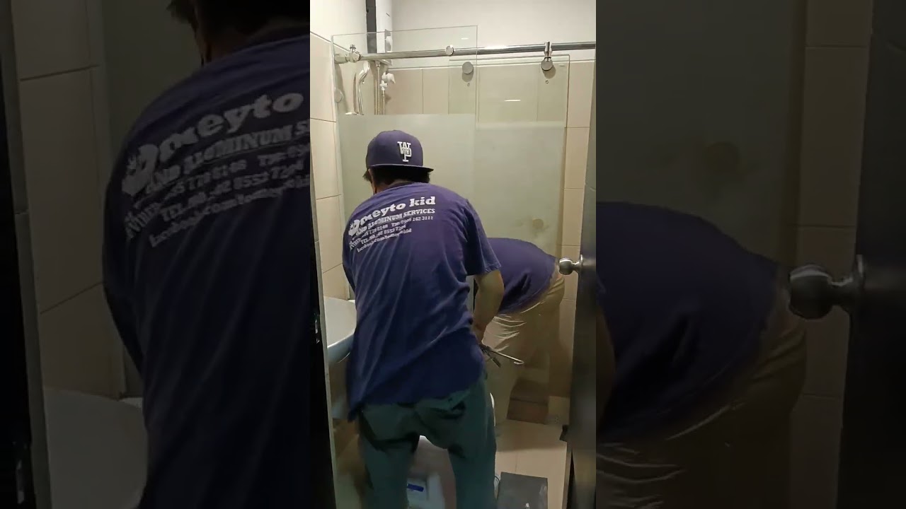 SHOWER ENCLOSURE SLIDING FROSTED FRAMELESS TEMPERED GLASS UPTOWN PARKSUITE BGC TAGUIG