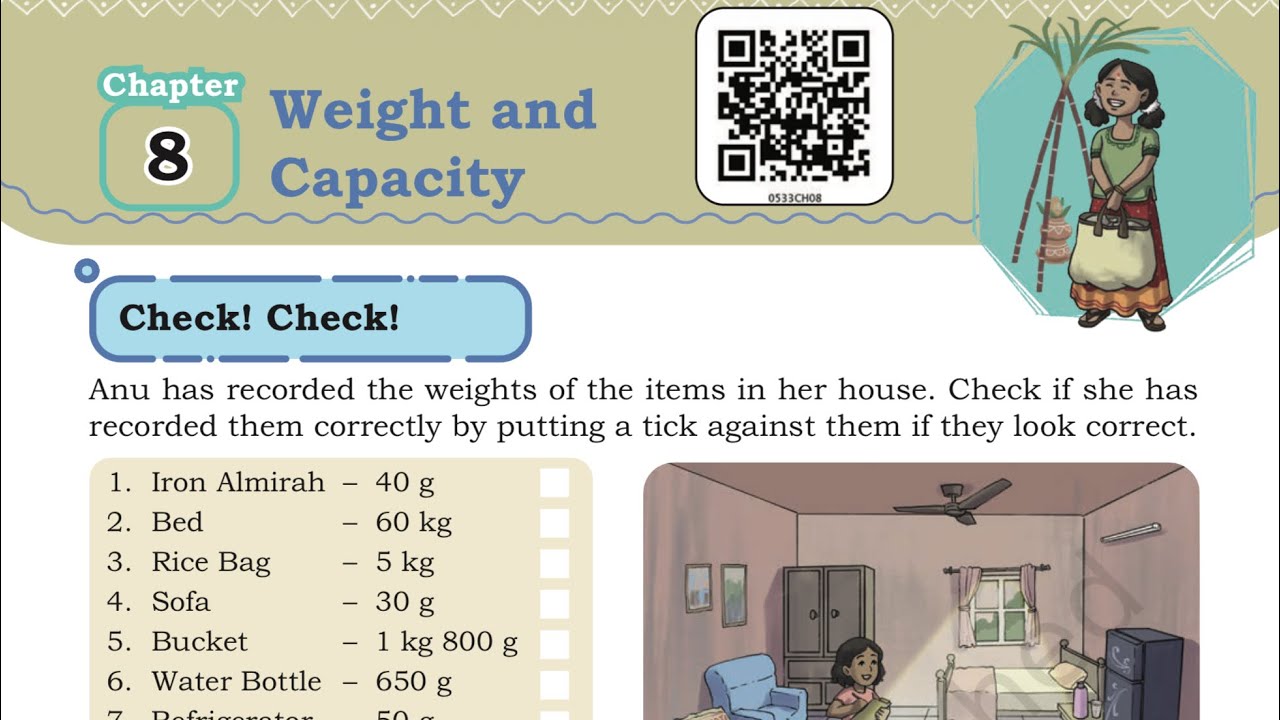 Weight and capacity , class 5 maths mela chapter 8 complete solution with explanation 