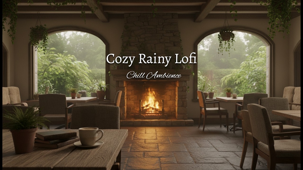 Cozy Coffee Shop in the Rain🌿• Soft Lofi for Study, Work, Cafe Ambience, Sleep & Deep Relaxation