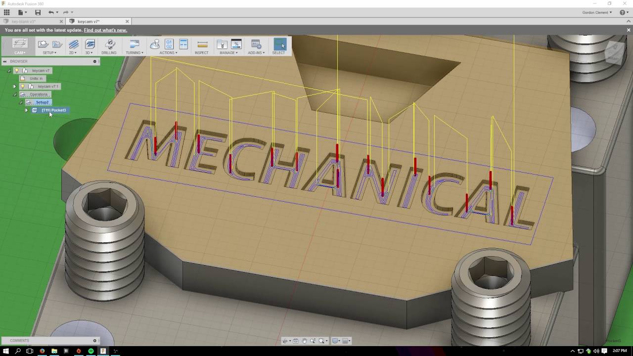 Engraving a key with Pocket NC