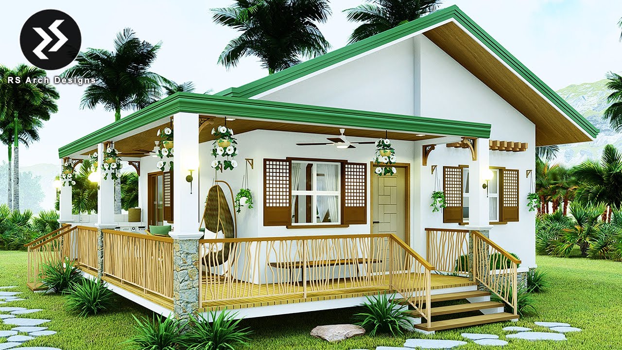 Simple Tiny Farmhouse Design with 2 Bedrooms | 9x9 meters