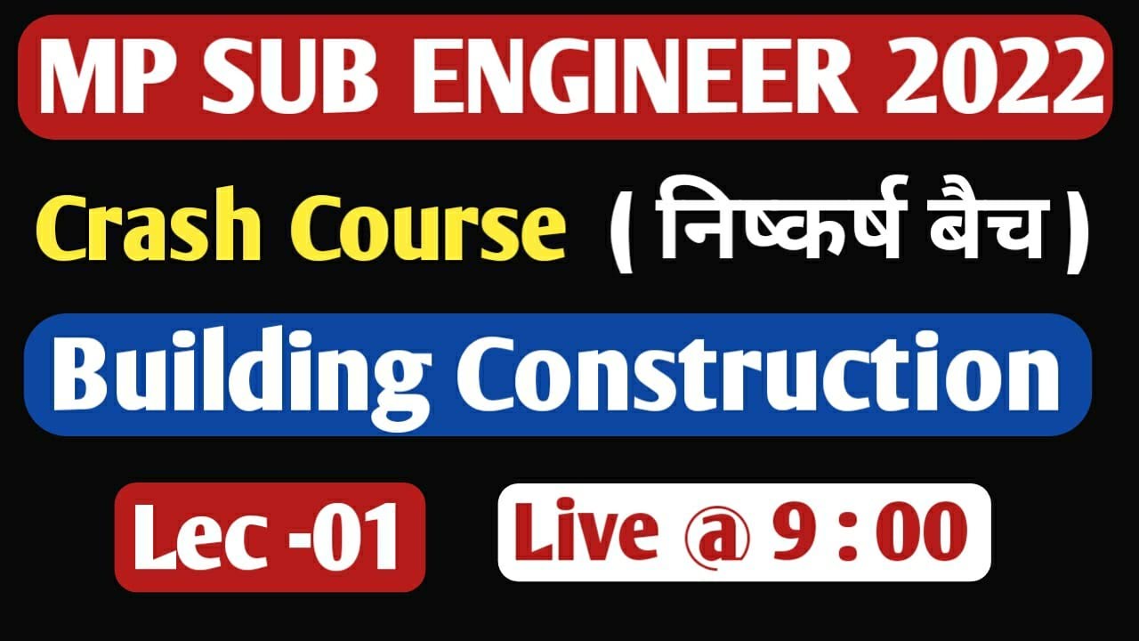 Mp Sub Engineer Crash Course | Building Construction | Types of Wall | Door & Window  by Sandeep sir