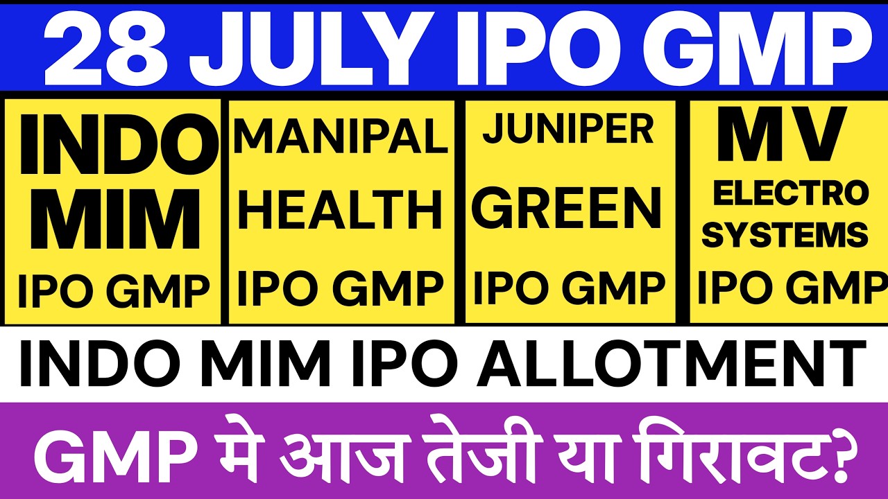 Indo MIM IPO GMP 💥| Manipal Hospital IPO GMP | MV Electrosystems IPO GMP | Lohia Corp IPO GMP 💥