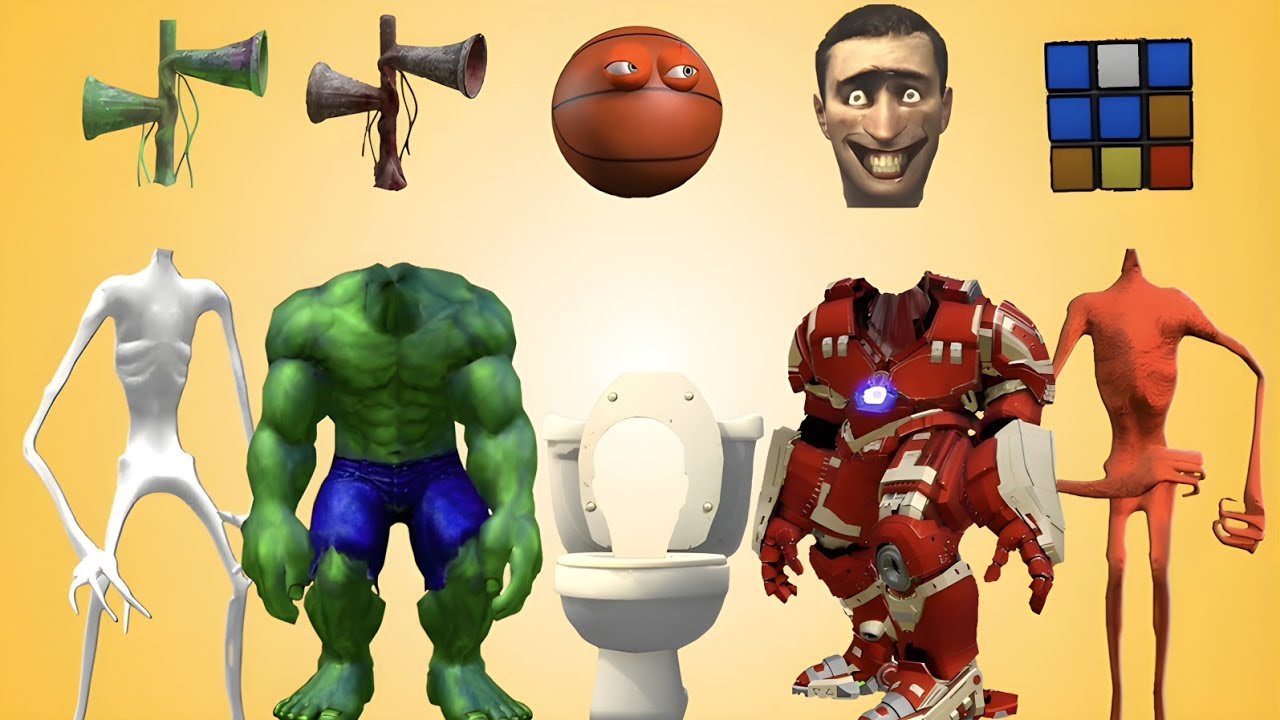 WRONG HEADS SIREN HEAD MEET GRINDER,SIREN HEAD THUNDERBOLT,TRIPLE SIREN HEAD EYEBALL,BLUE HOUSE HEAD