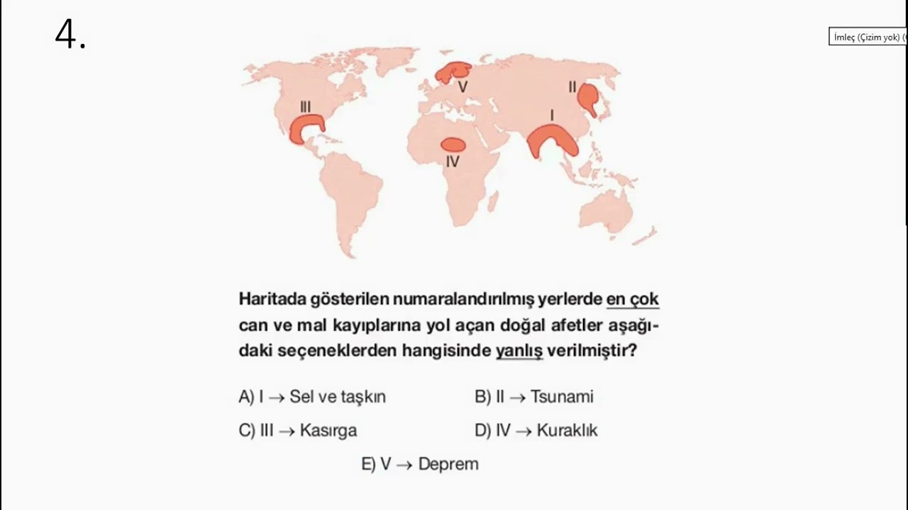 DOĞAL AFETLER TYT SORU ÇÖZÜMÜ ÖSYM BUNU SORAR 1 SORU BURADAN .............