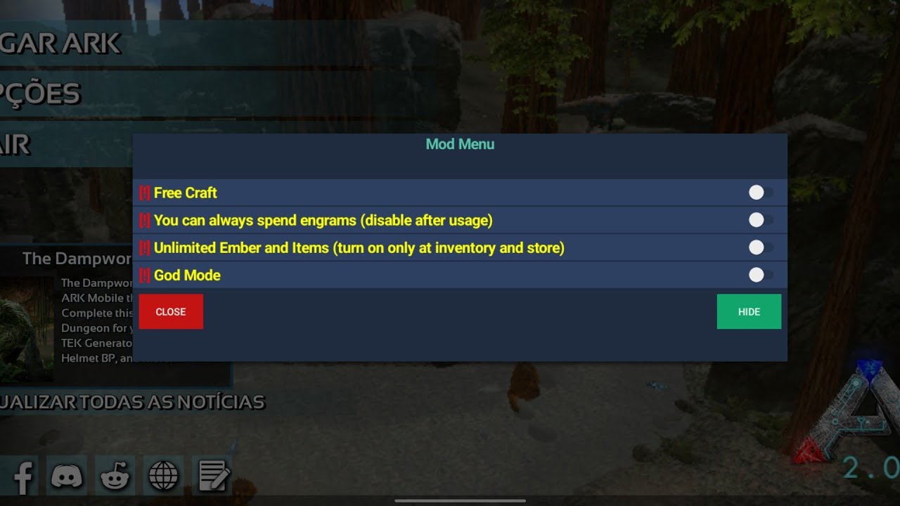 Ark mobile god  mod ee versão 2.0.28, como instalar