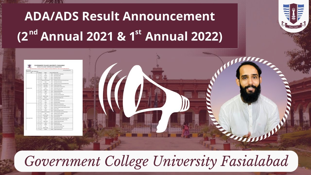 ADA ADS Part 1 & 2 Annual 2022 Exams Result Update GCUF | GCUF BA BSc ADP Result 2022 | GCUF Result