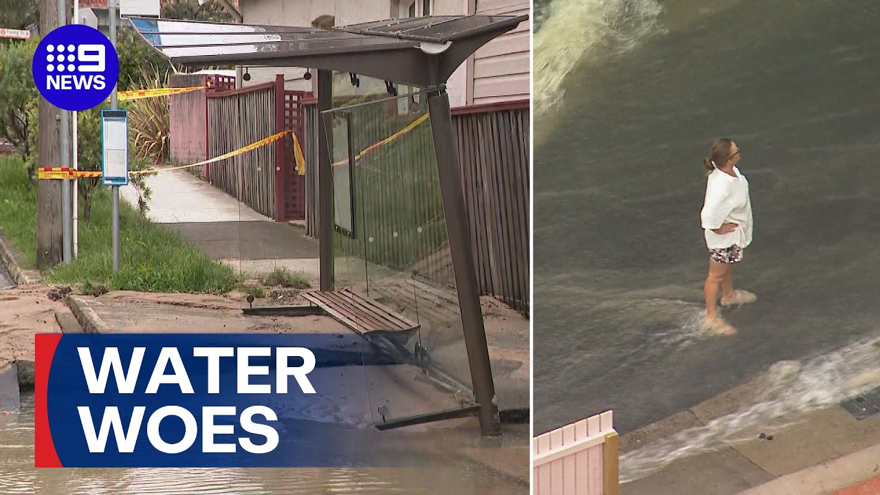 Several Sydney properties damaged after major pipe burst | 9 News Australia
