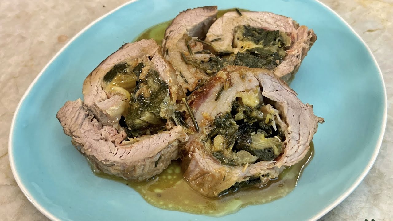 The Best Roasted Pork Loin with Pancetta and Greens recipe