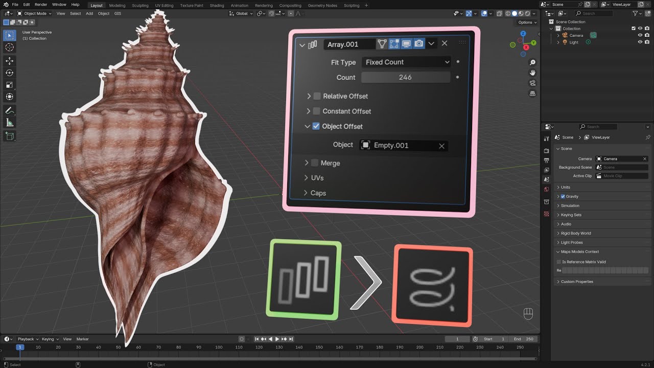 Как сделать ракушку в Blender с помощью 1 модификатора!