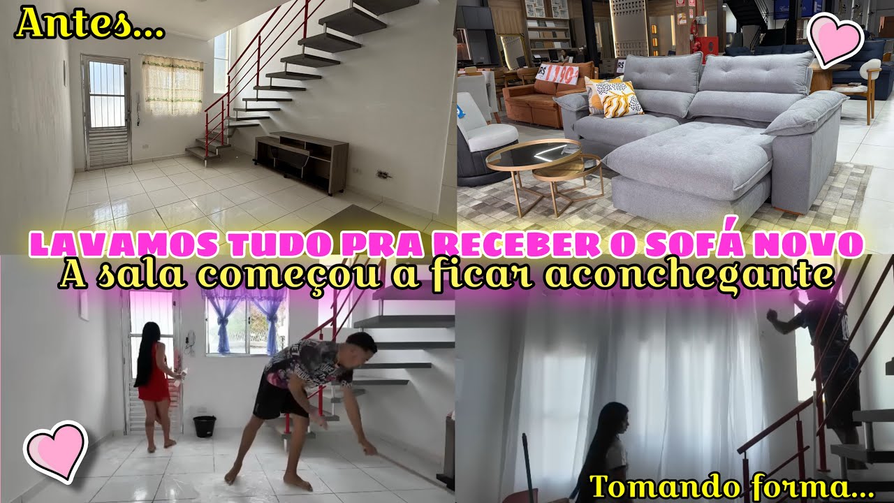 VLOG CASA NOVA:COMPRAMOS O SOF&Aacute; NOVO||SUPER FAXINA NA SALA&bull;LAVAMOS TUDO||INSTALAMOS A CORTINA NOVA💕🏠