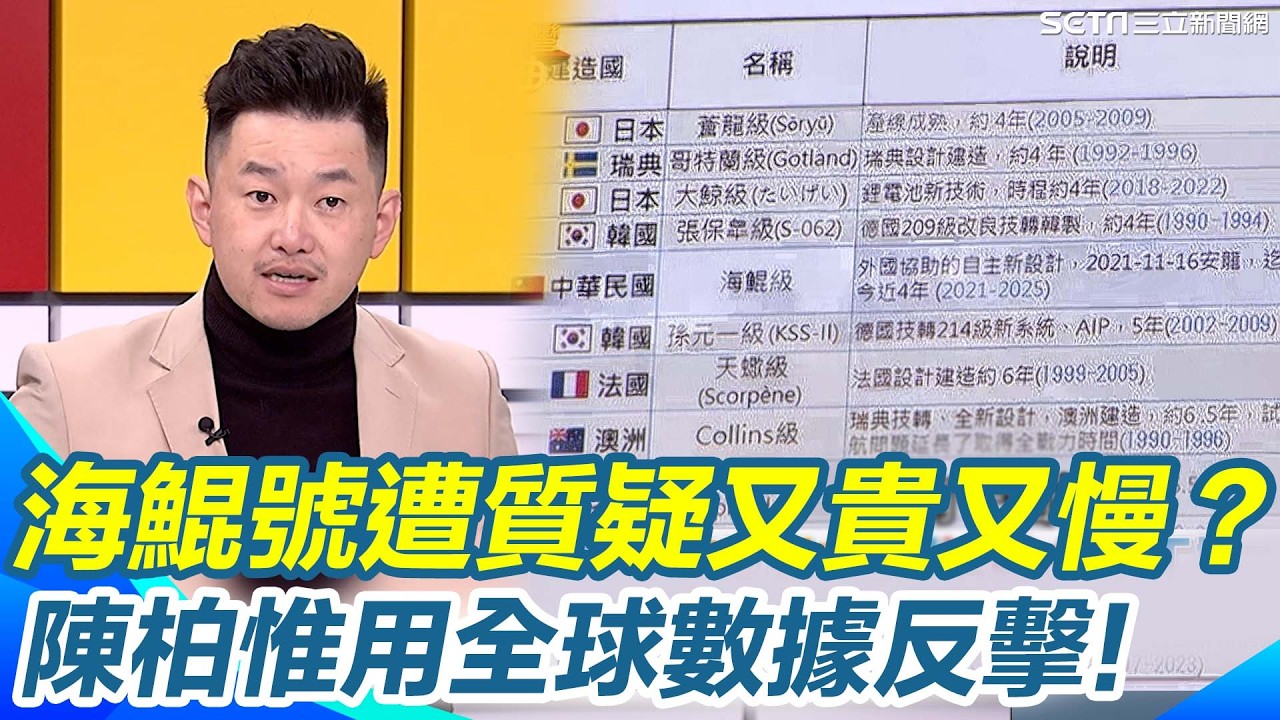 海鯤號遭質疑又貴又慢？陳柏惟用全球數據反擊：台灣進度排前段