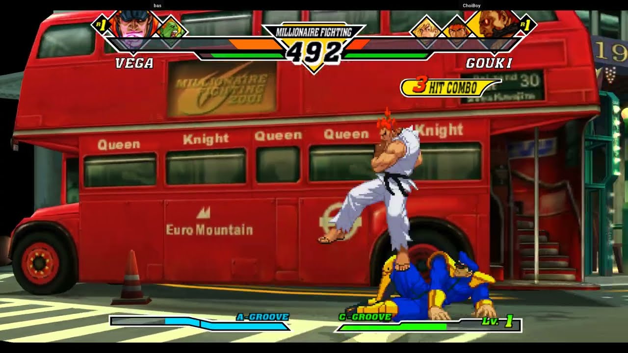 Capcom Vs SNK 2 - bas (Yamazaki/Bison/Blanka) vs ChoiBoy (Akuma/Ken/Ryu) ROLLBACK NETCODE