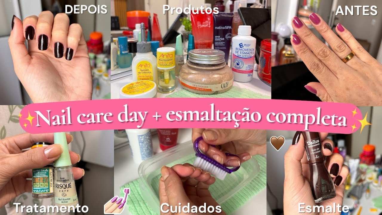 Como cuidar das unhas em CASA! Unhas grandes e fortes! Nail care day 💅🏻✨