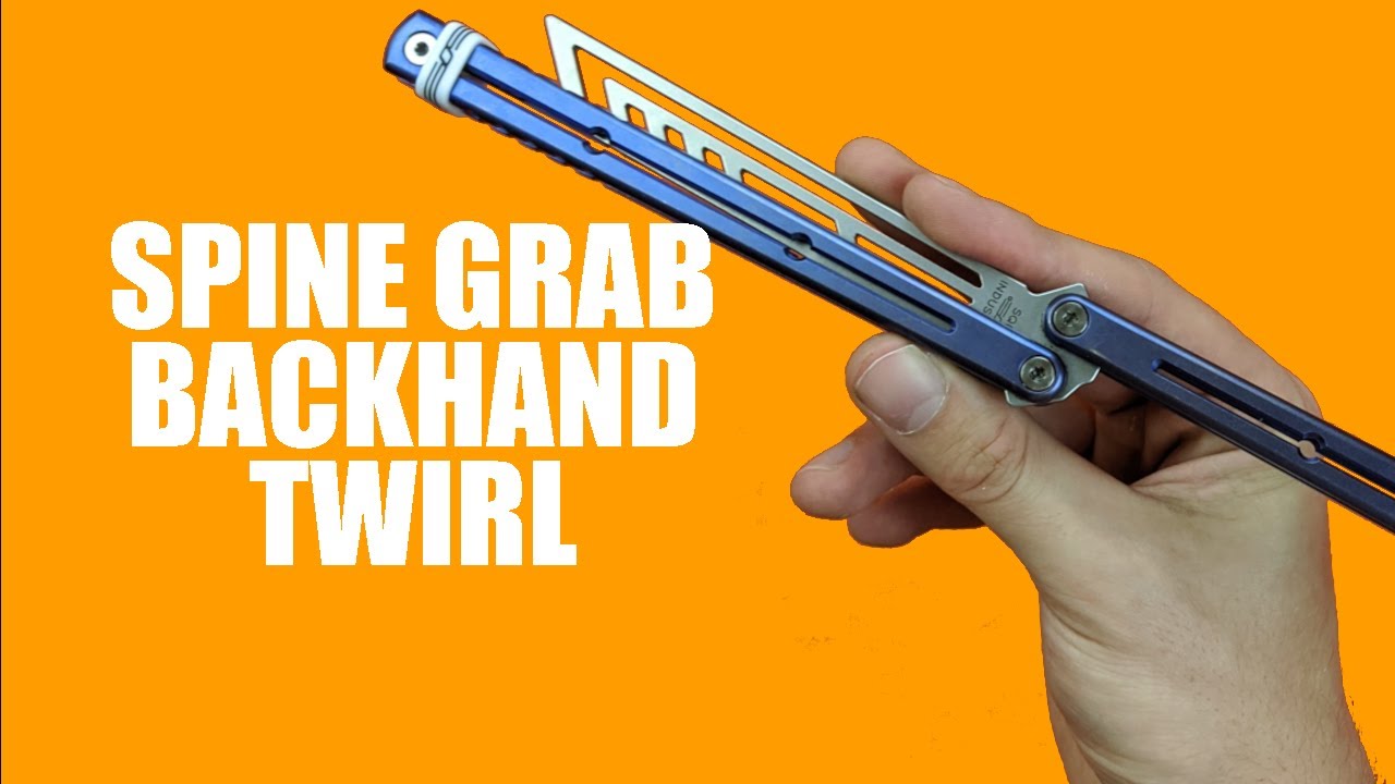 Butterfly Knife Tricks for Beginners #15.3 (Spine Grab Backhand Twirl)