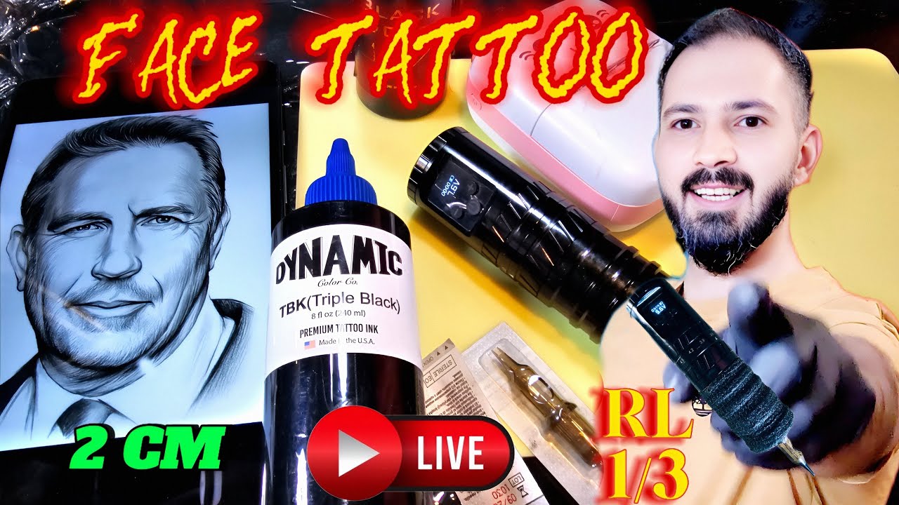 Live Tattoo : Face Design with RL3 & RL1 Shading