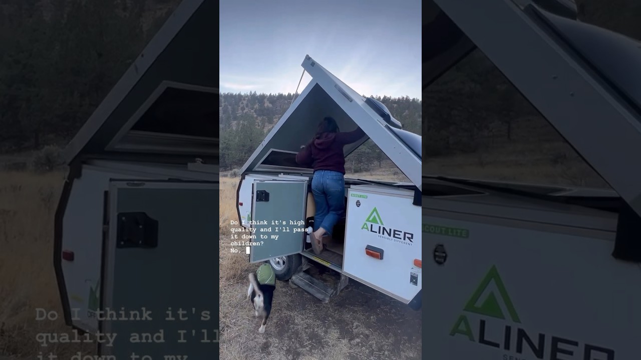 Aliner review before the wall flew off #camperlife #tinyhomeonwheels #review