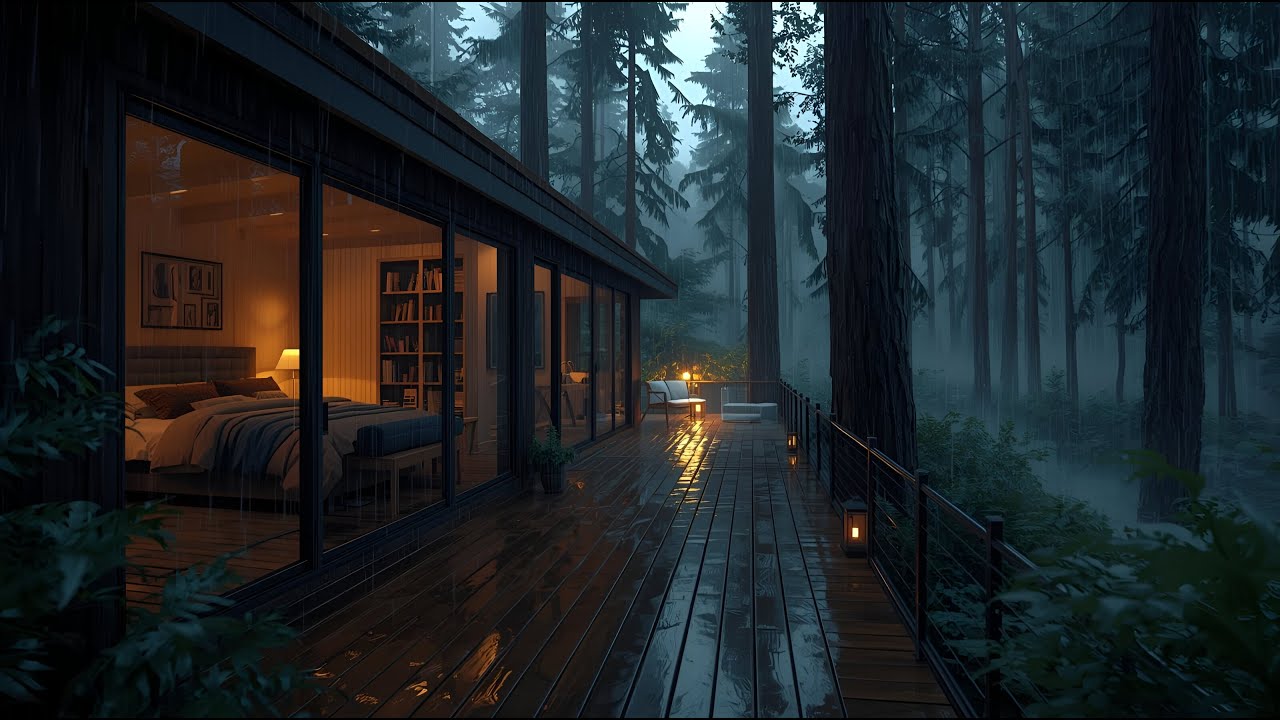 Gentle Rainfall in a Forest Cabin 🌲 | Sleep Better with Calming Rain Sounds