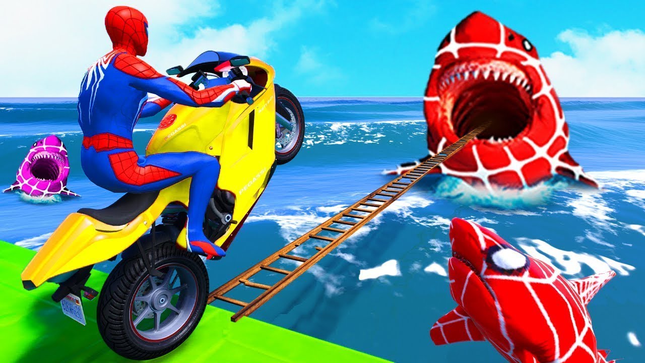 GTA V Superheroes Crazy Race Challenge with Super Cars | GTA 5 Spiderman Car Stunt Race
