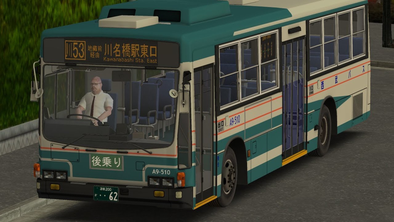 {乗客が後乗り乗車する}OMSI2 いすゞキュービック(KC-LV380N)で運用Japan Test map(川53)