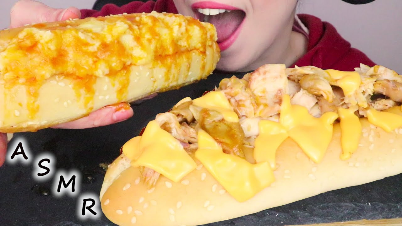 BRIOCHE HOT DOG BUNS WITH CHICKEN, MASHED POTATOES & PINTO BEANS 🌯 | No Talking | ASMR Mukbang - 먹방