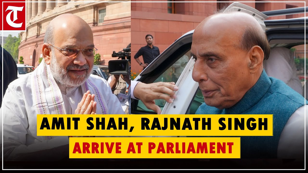 Home Minister Amit Shah, Defence Minister Rajnath Singh arrive at Parliament ahead of Budget Session