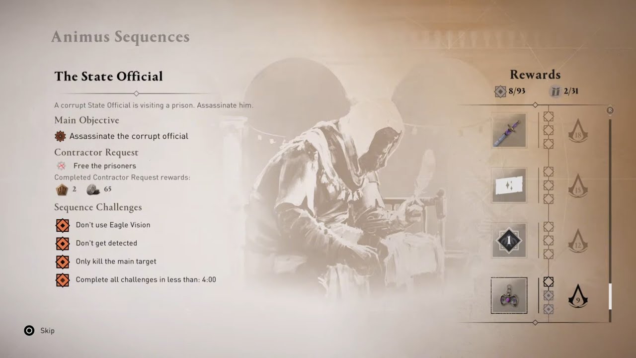 AC Mirage: The State Official Animus Sequences Challenges
