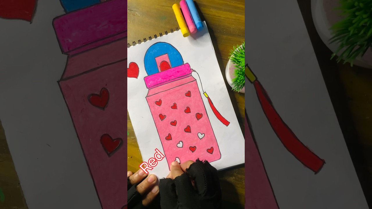 🌈cute water bottle drawing😱🥤☺️#drawing#shorts#satisfying