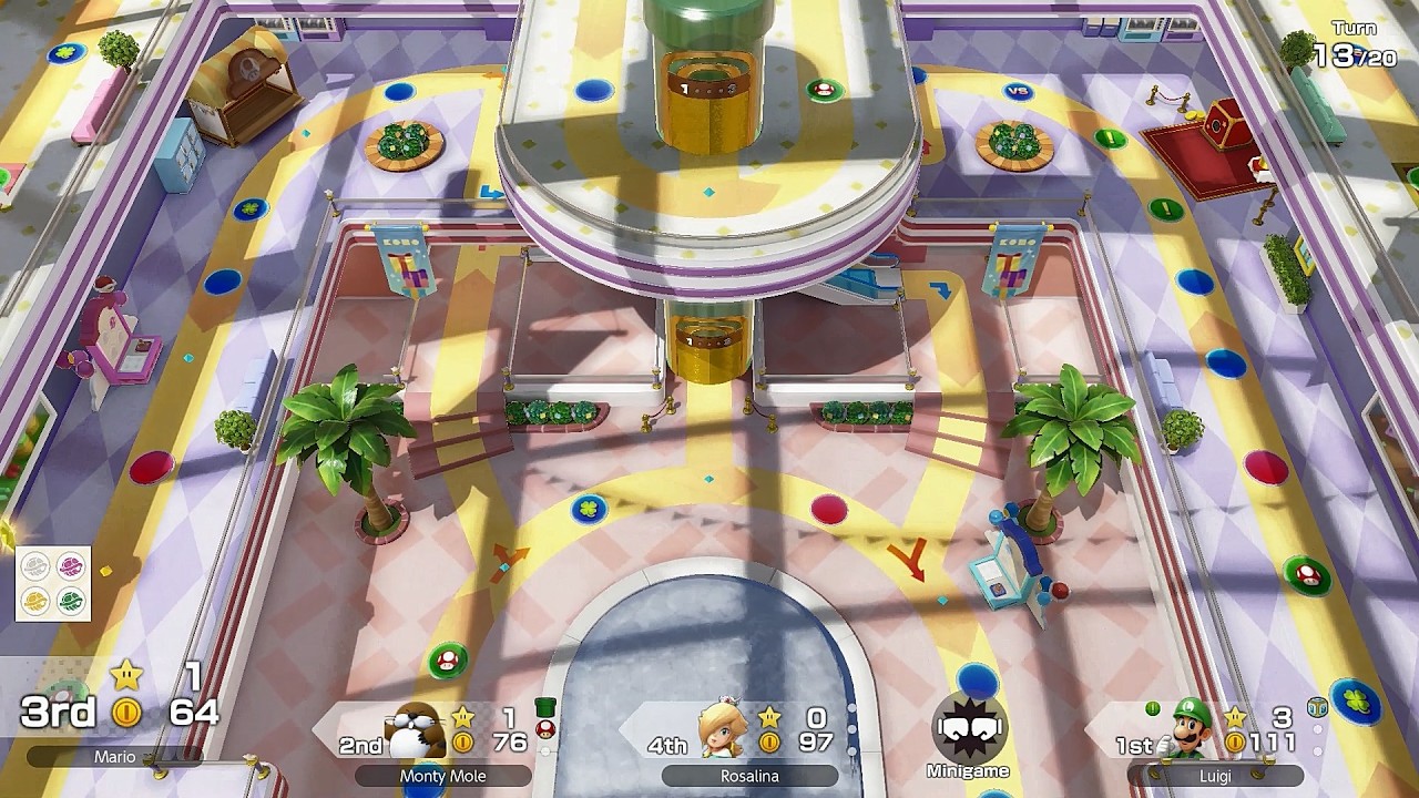 Super Mario Party Jamboree #333 Rainbow Galleria Waluigi vs Monty Mole vs Rosalina vs Luigi