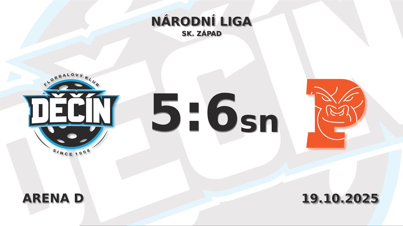 Sestřih utkání Národní ligy Děčín vs. ATT Gorily Plzeň