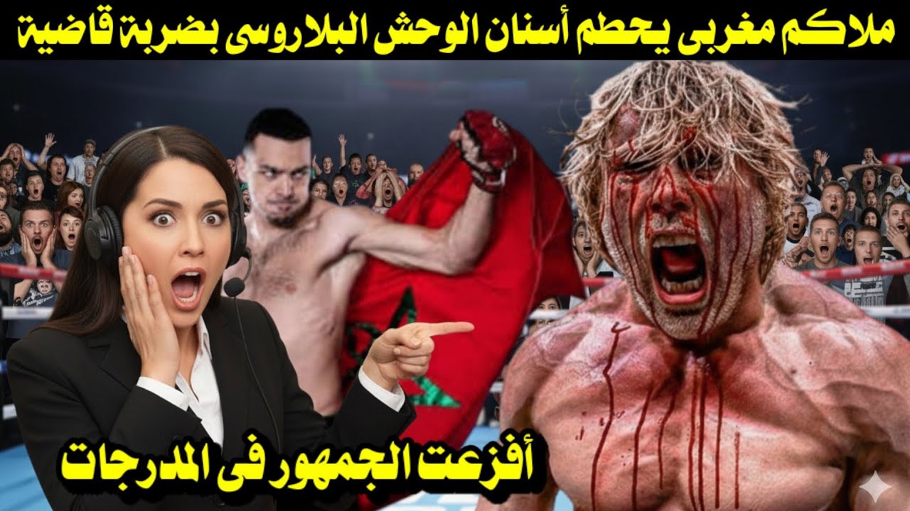 ملاكم مغربى يحطم أسنان الوحش البلاروسى بضربة قاضية أفزعت الجمهور فى المدرجات 