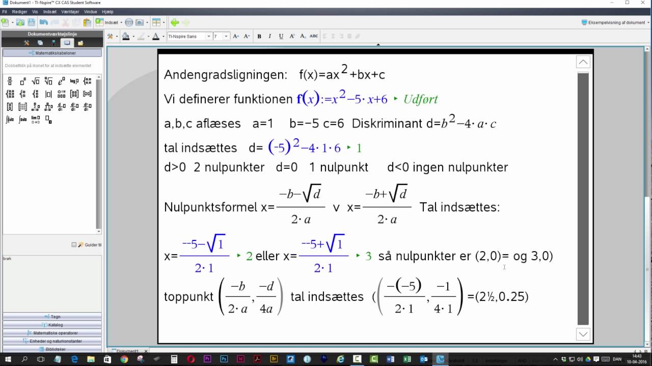 Andengradsligning cas manuelt