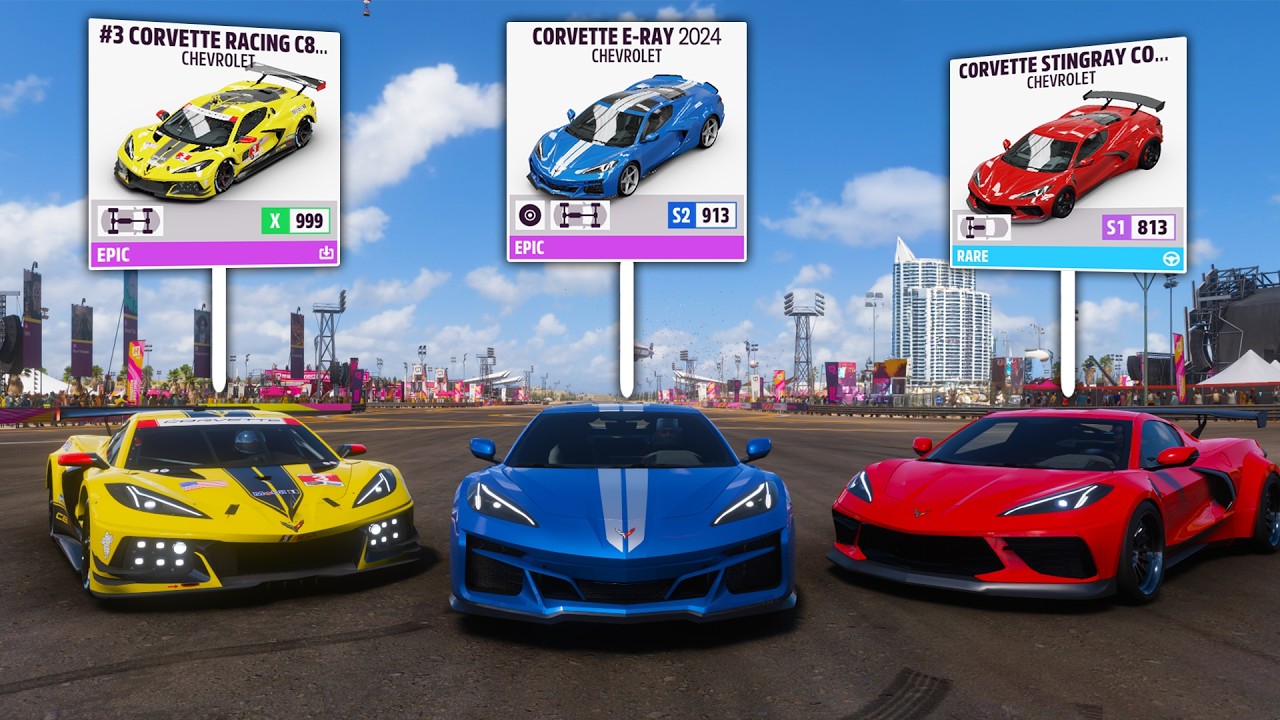 Мы опробовали все версии C8 Corvette в Forza!