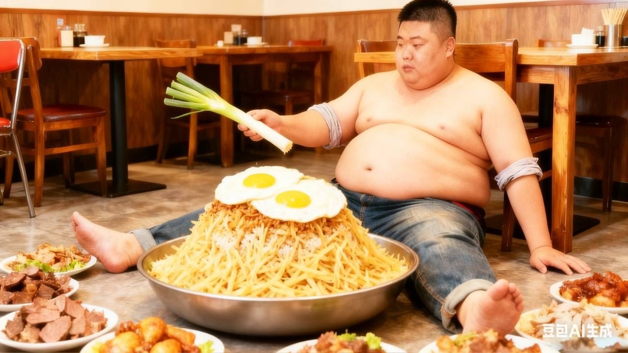 400斤良子的开胃餐，满满一大盘土豆丝盖饭，一口菜一口饭，刚吃完就又饿了，这饭量也太大了吧！#良子大胃袋 #美食 #吃播#良子大胃袋 #大胃王 #吃播