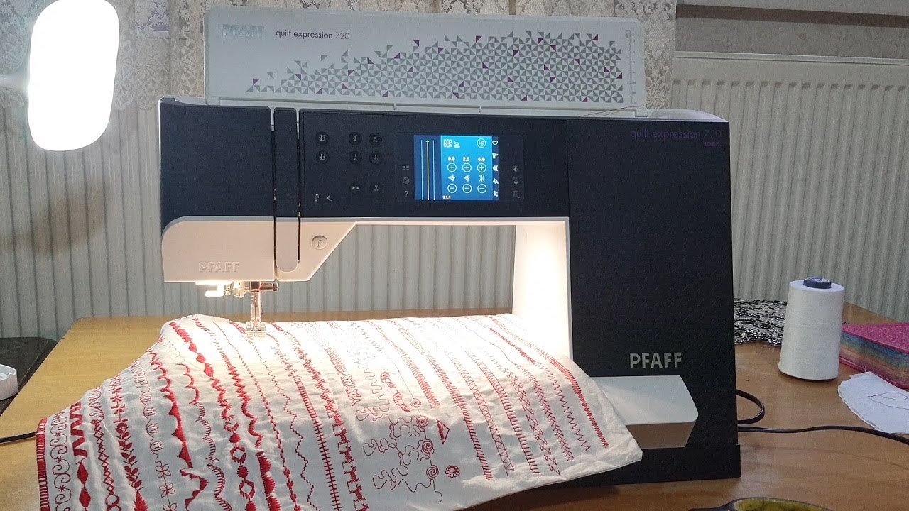 ماكنة خياطة بفاف PFAFF Expression 720 شرح مفصل عن مواصفات ماكنتي وأنواع الغرزات والنقشات التي تعملها