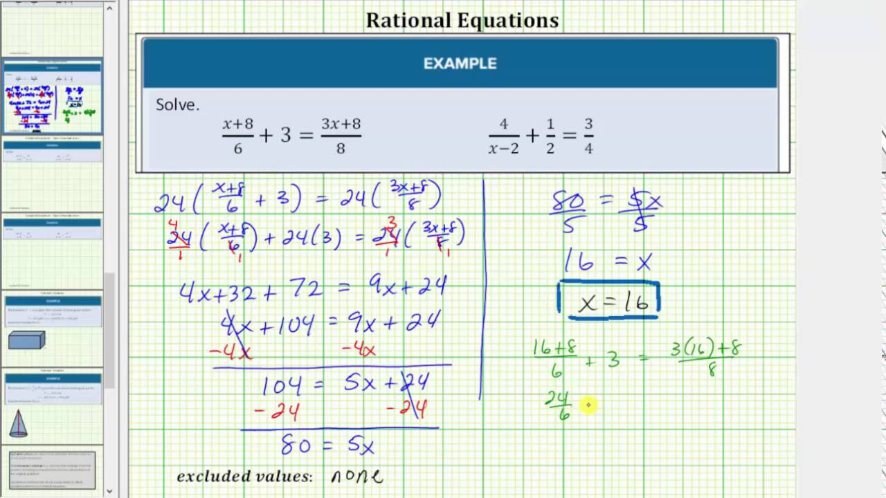Solve Basic Rational Equations