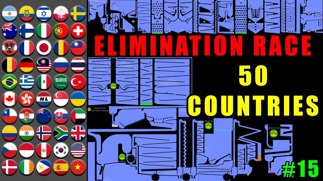 50 Countries Elimination Marble Race in Algodoo #15 \ Marble Race King