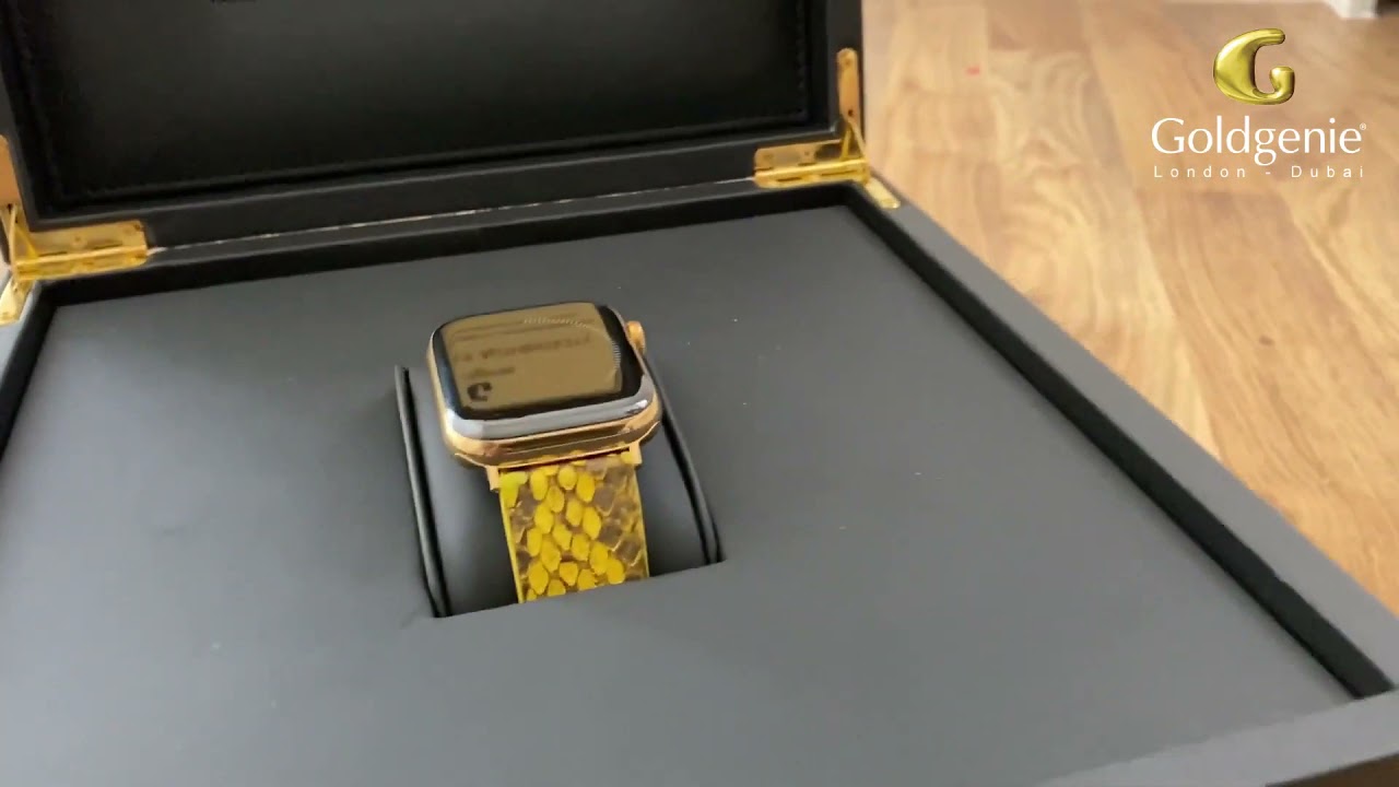 24k Gold Plated Apple Watch 8 | 24k Gold Apple Watch 8 with Stainless Steel or Yellow Python Straps