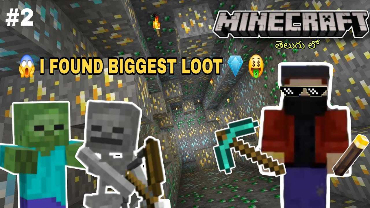 ​I FOUND THE BIGGEST LOOT IN MINECRAFT! 💎😱 | 100 Days Survival - Day 2 (Telugu)