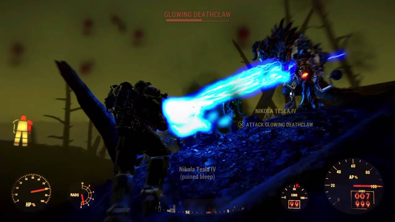 Fallout 4 gameplay, tesla gun and tesla power armour