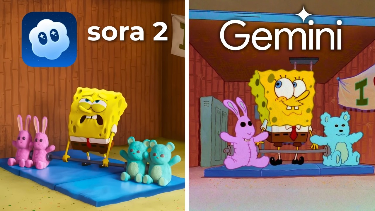 Sora 2 vs Gemini Remake iconic Scenes From Spongebob